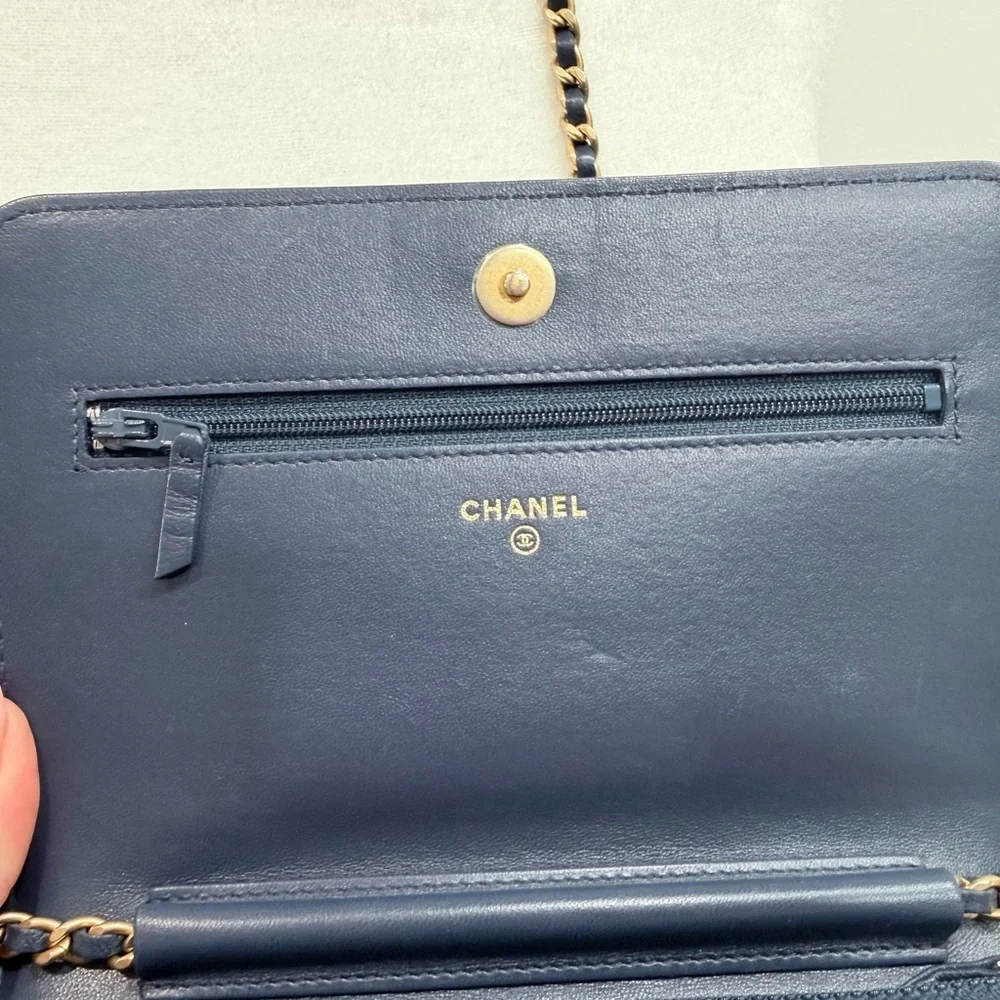 CHANEL O-Mini Boy Bag Python Exotic Leather Gold CC Lock Wallet on chain